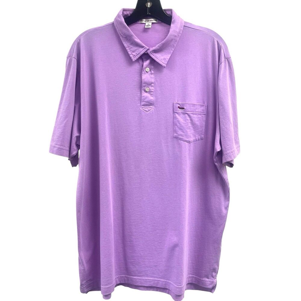 Peter Millar Men's Size XL Cotton Lavender Embroidered Logo Golf Polo Shirt